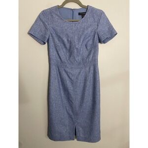 Vintage Style BANANA REPUBLIC Wool-Blend Lightweight Sheath Dress Blue Size 0